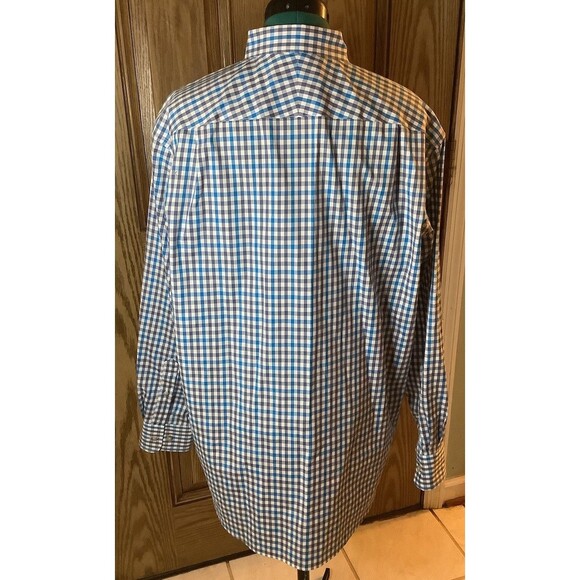 Charles Tyrwhitt Shirt Mens Large Blue Gingham Weekend Non Iron Classic Fit - Picture 4 of 6